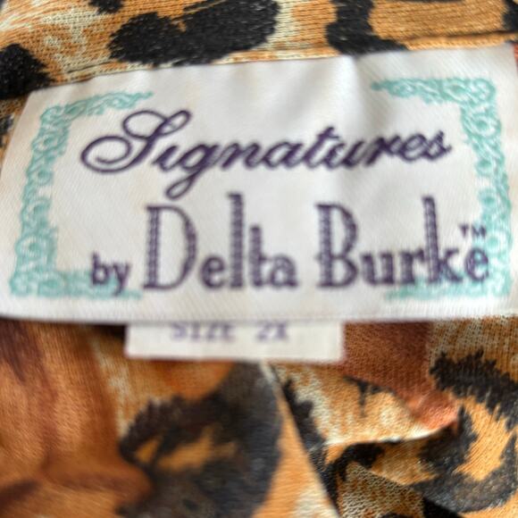 Vintage Leopard Rose Dark Floral Animal Print Button Up Sheer Blouse Plus 2X USA - Picture 8 of 11
